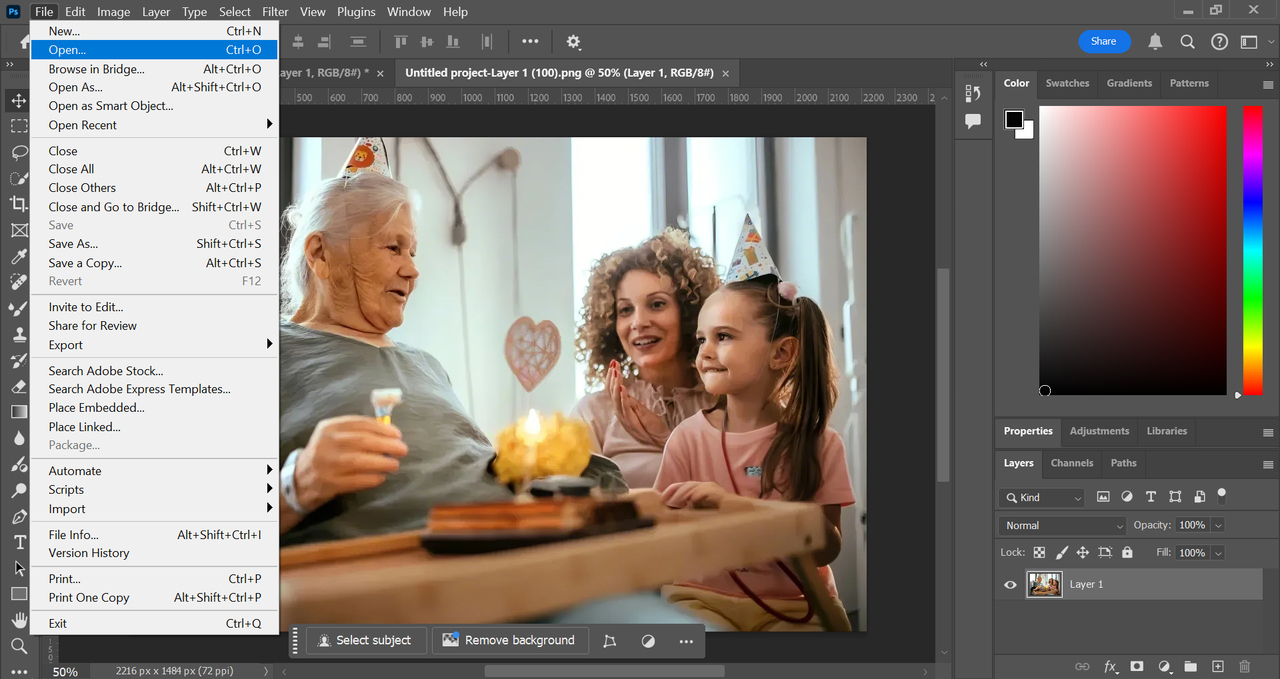 Upload your photo to enhance resolution Photoshop