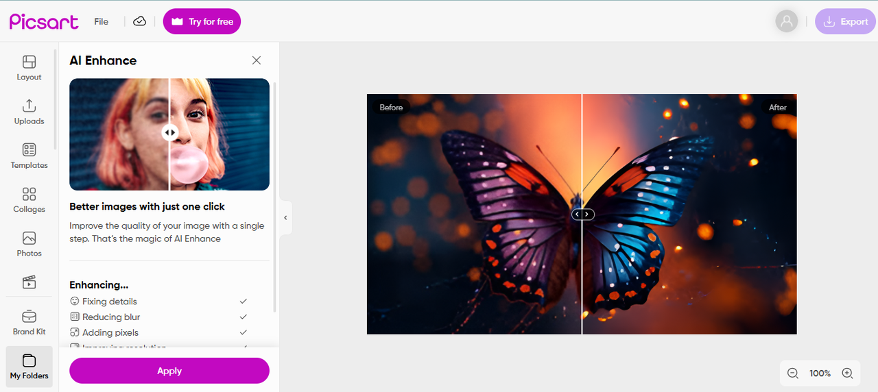 Picsart's interface