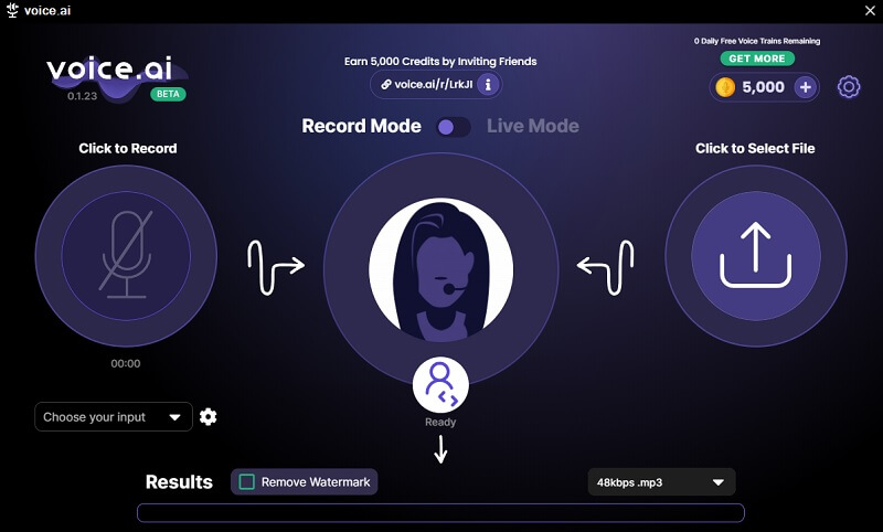 Interface of Voice AI - another way to generate Optimus Prime AI voice