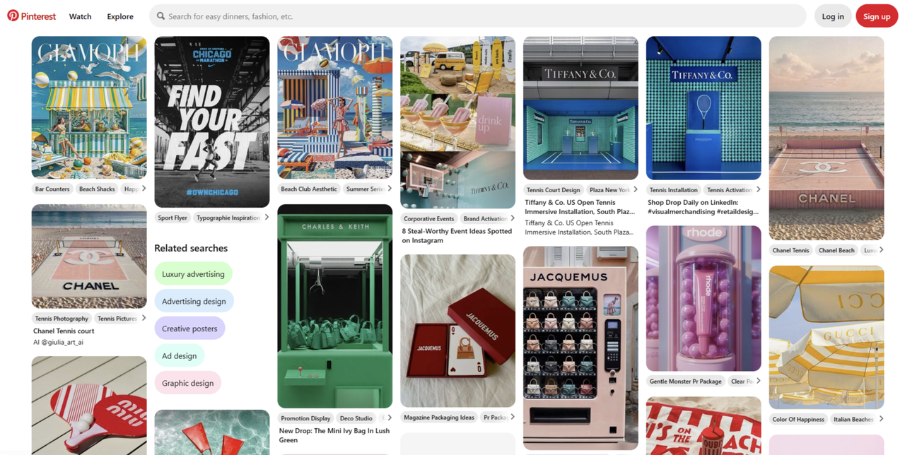 Interface of Pinterest - a useful resource for cool ad posters