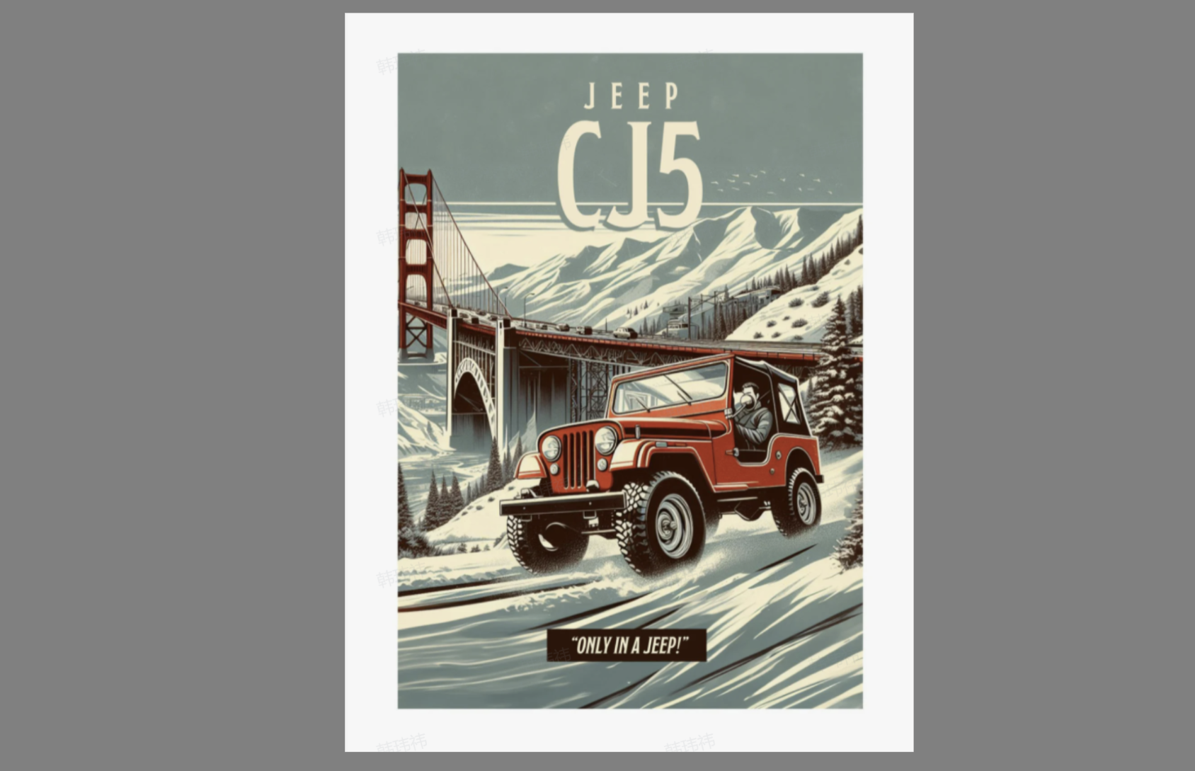 The funny ad poster of Jeep shows extreme adventure