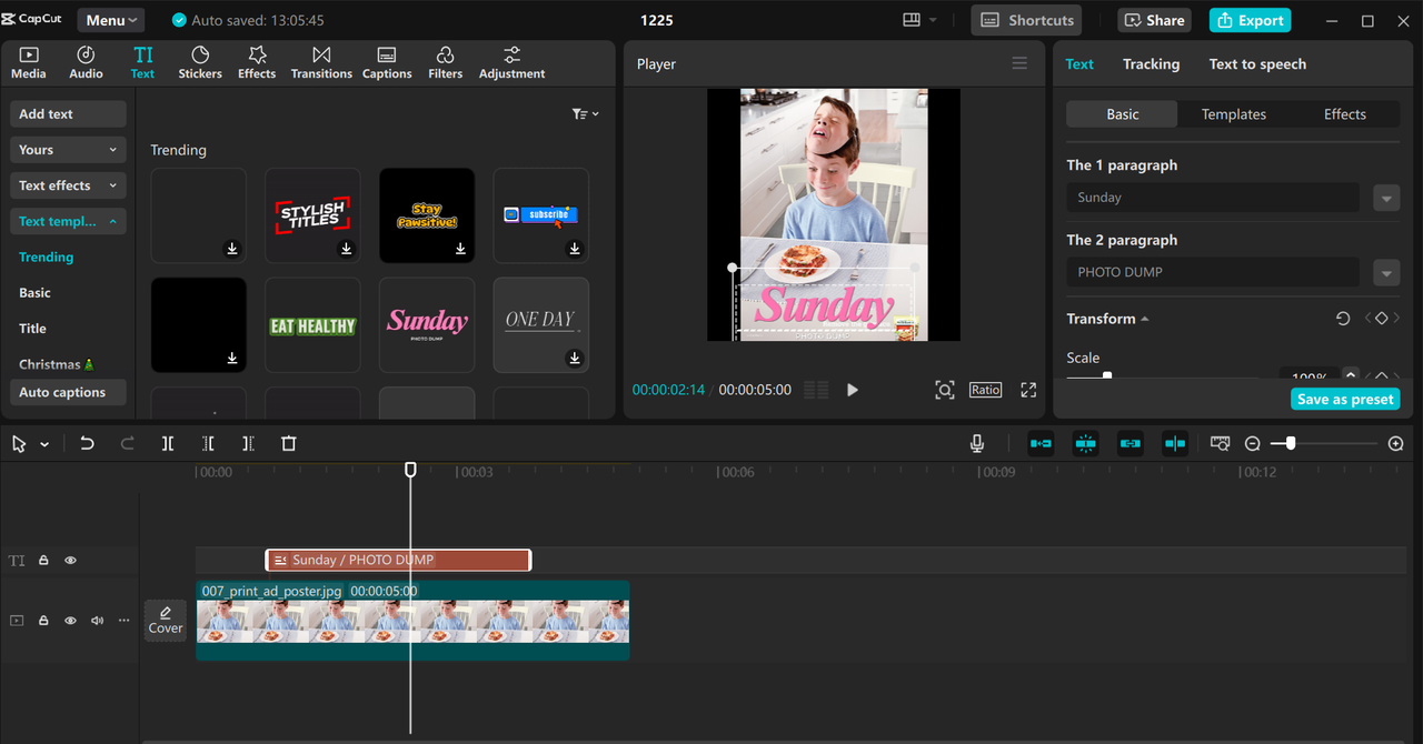 Interface of the CapCut desktop video editor - an easy way to create and enhance funny ad posters