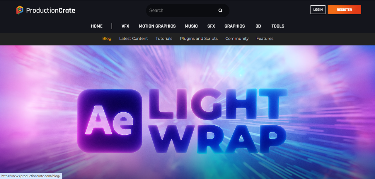 Interface of ProductionCrate - a reliable platform for getting light wrap plugin after effects free downloaded