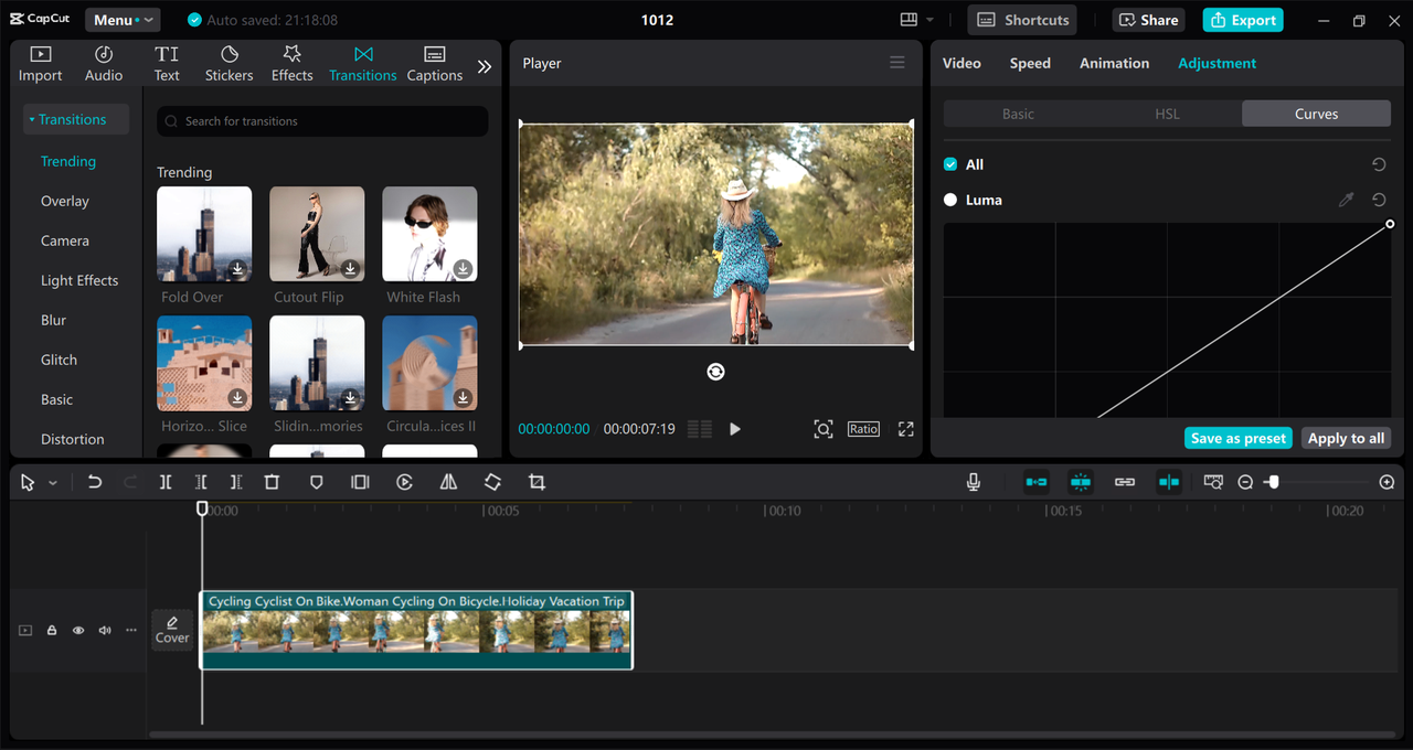 Interface of the CapCut desktop video editor - a PC tool to add fisheye effect to videos