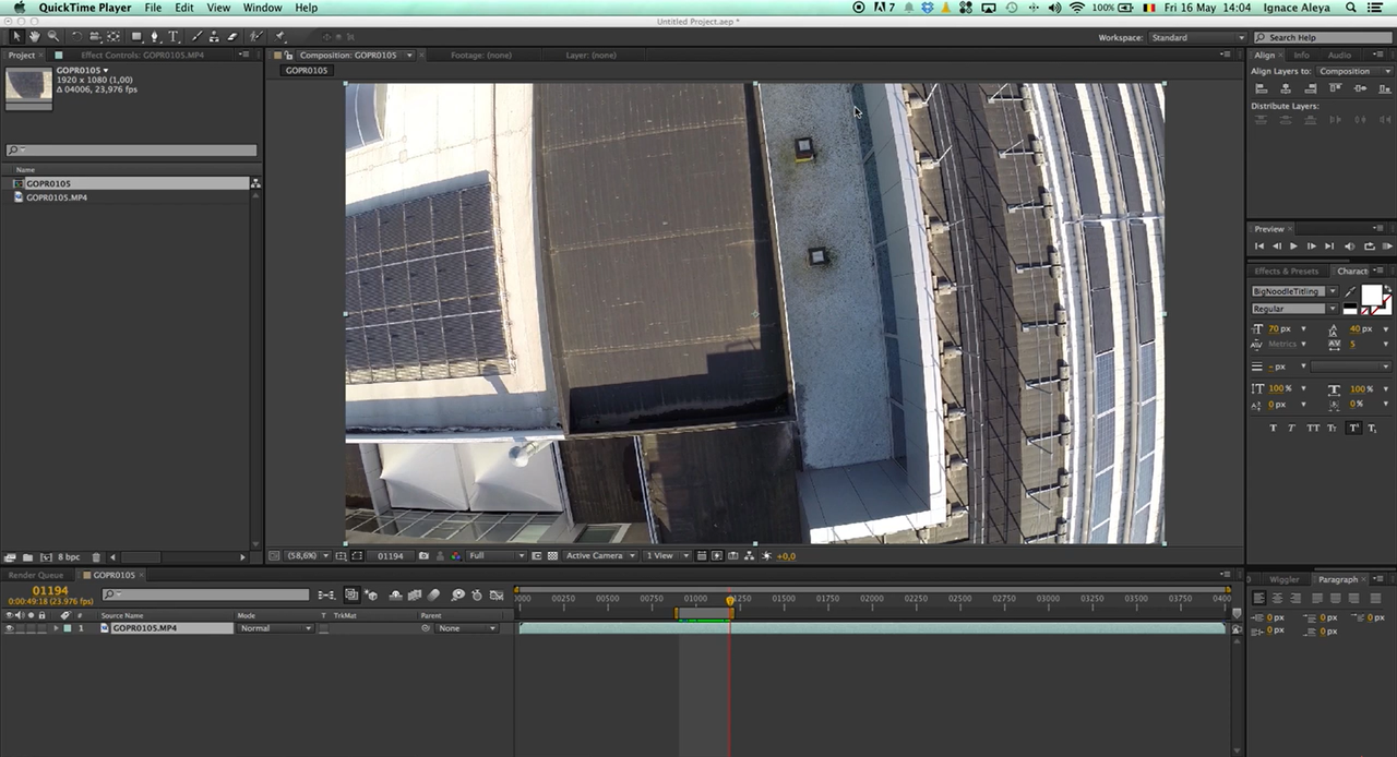 Choosing the footage with a fisheye effect in After Effects