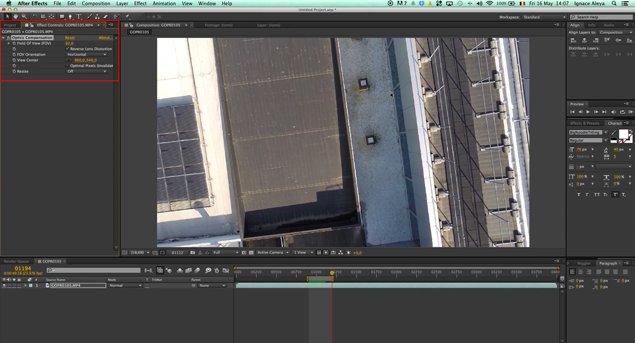 Showing how to remove the fisheye in After Effects