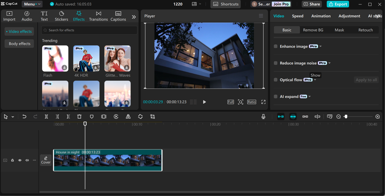 Interface of CapCut desktop video editor - an effective tool to create modern ads