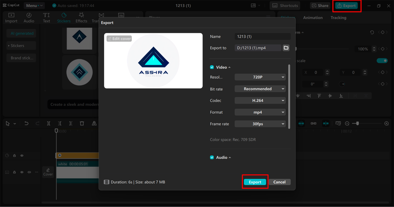 Exporting a high-quality ad from the CapCut desktop video editor