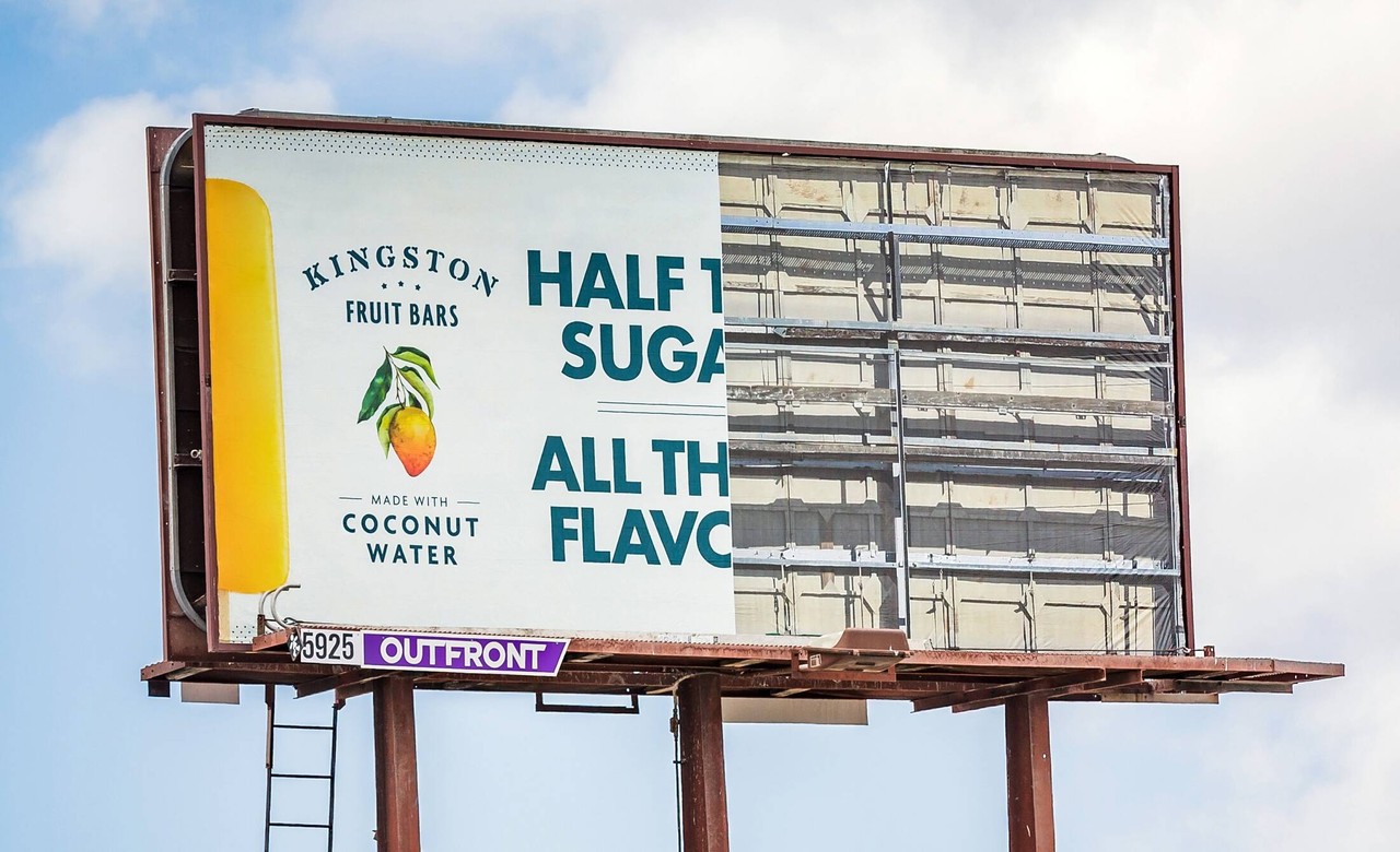 A company ad for Kingston fruit bar highlighting the fresh ingredients