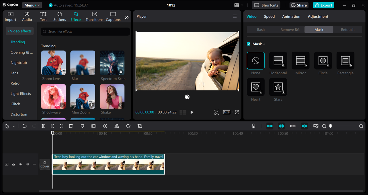 Interface of the CapCut desktop video editor - a user-friendly editor to create company ads