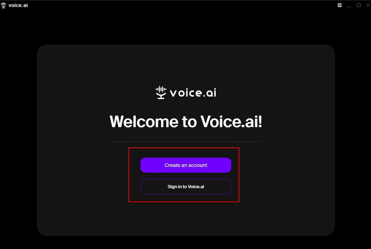 Signing up voice.ai voice changer