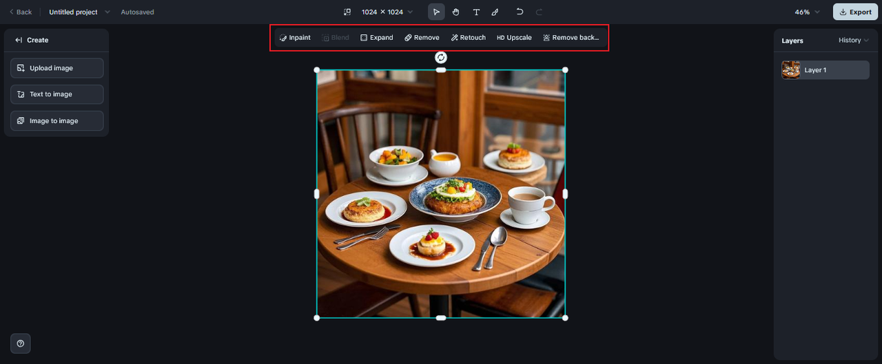 Use AI features to enhance the image