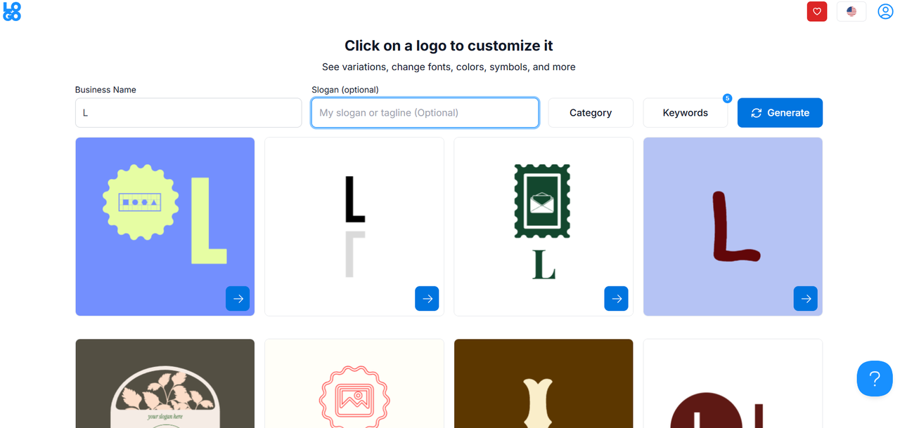 creating letter logos in LOGO.com