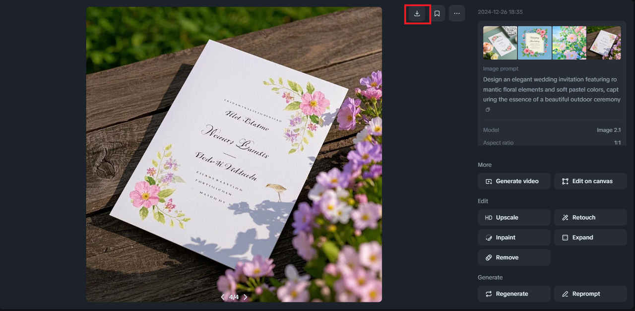 download the wedding card