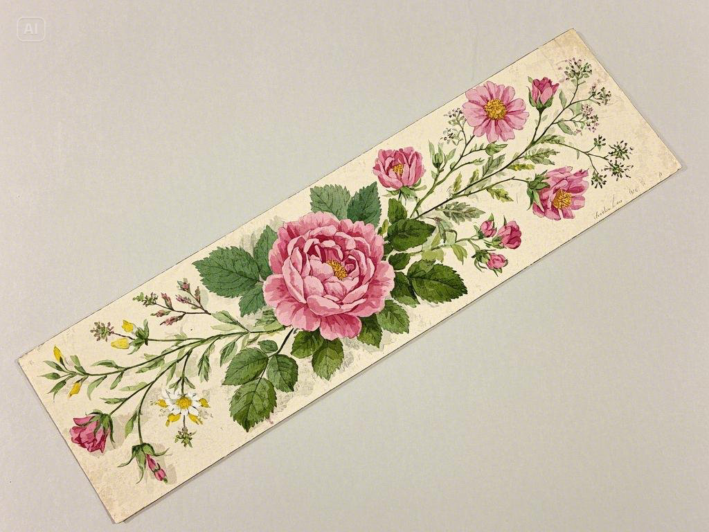 Vintage floral bookmark