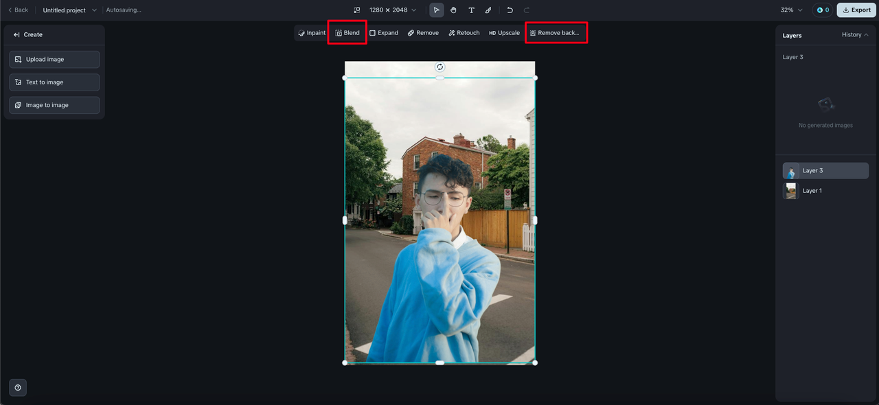 use Blend to mix two photos online