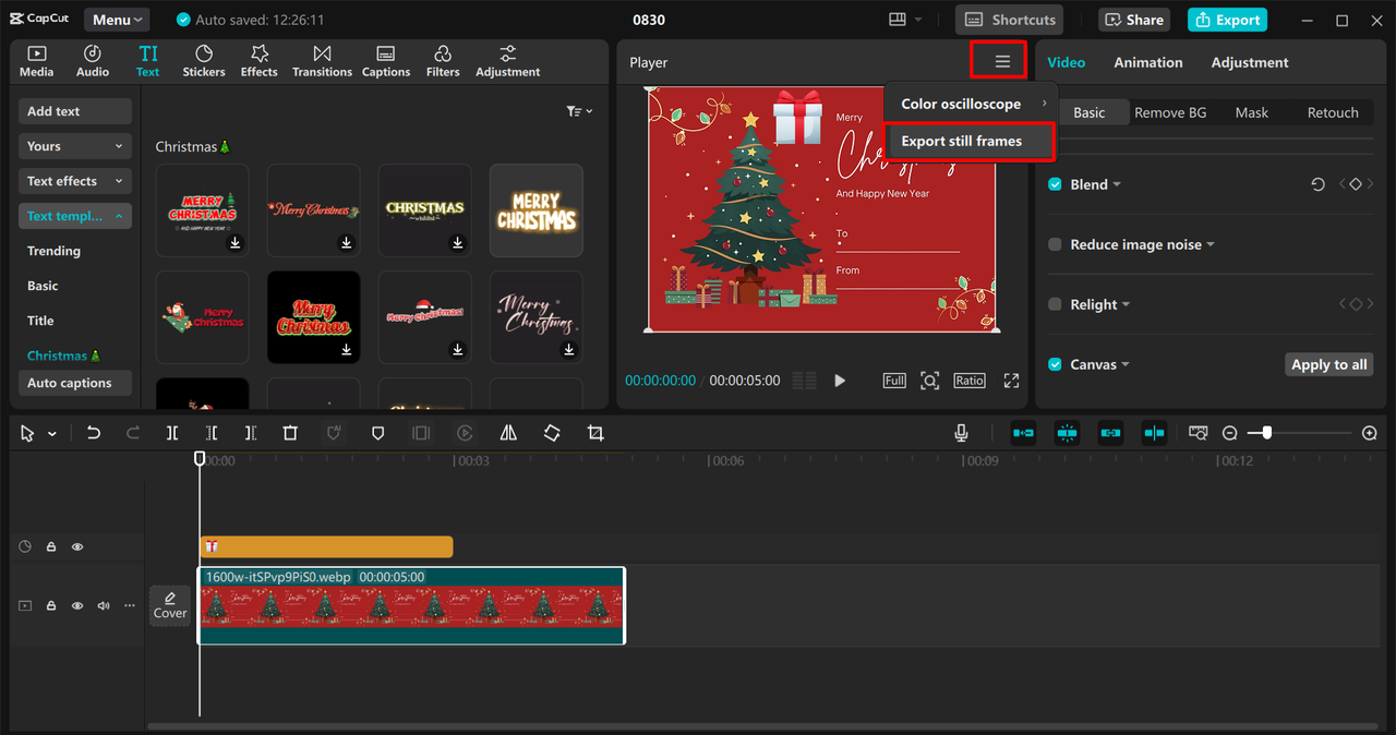 Exporting the media from the CapCut desktop video editor 