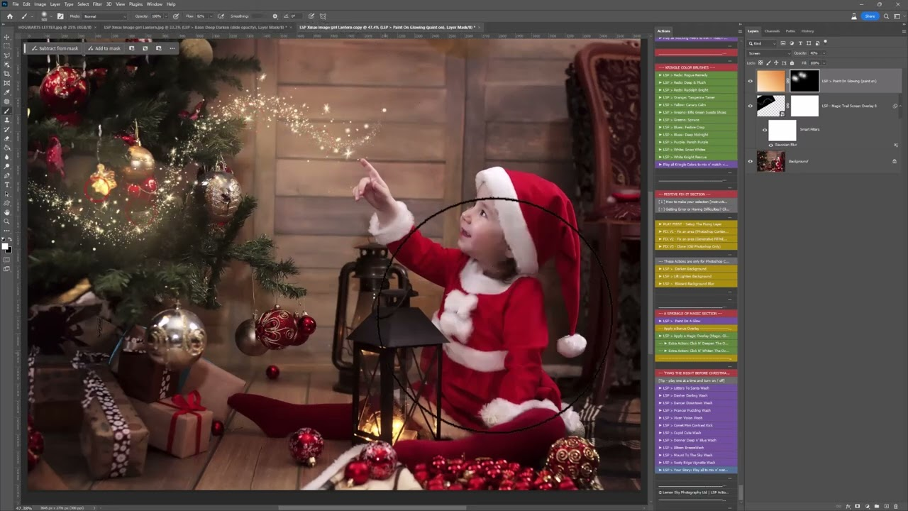 Interface of Adobe Photoshop - a professional tool to use Christmas photo filters