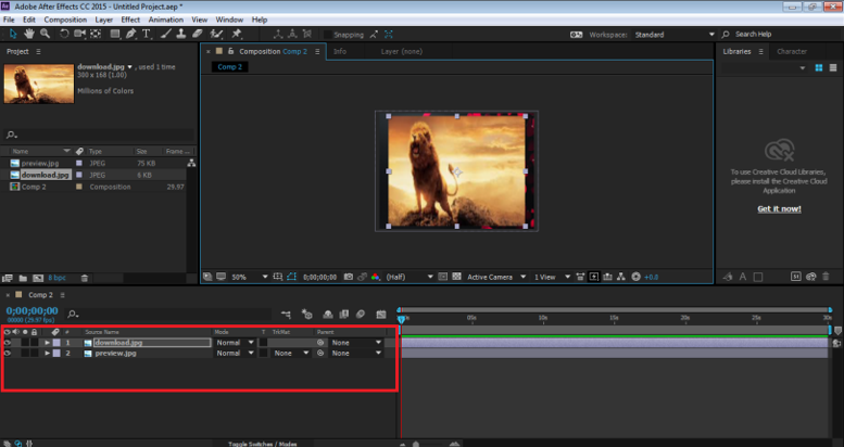 Image showing how to blend the flare with the screen mode in After Effect