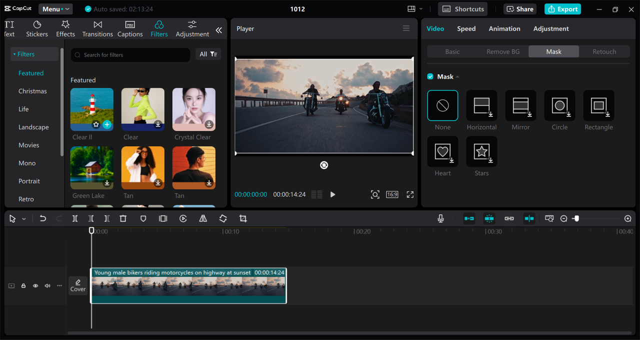 Interface of the CapCut desktop video editor - a quick way to add a fisheye effect to videos