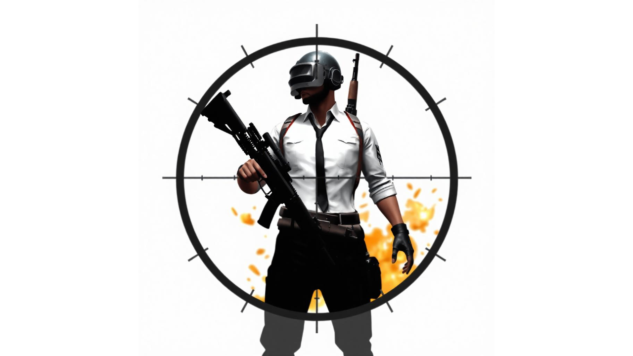 Crosshair and gun silhouette PUBG logo