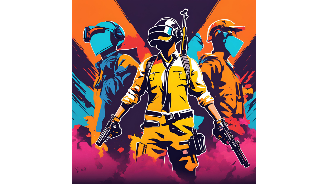 Character silhouettes PUBG logo