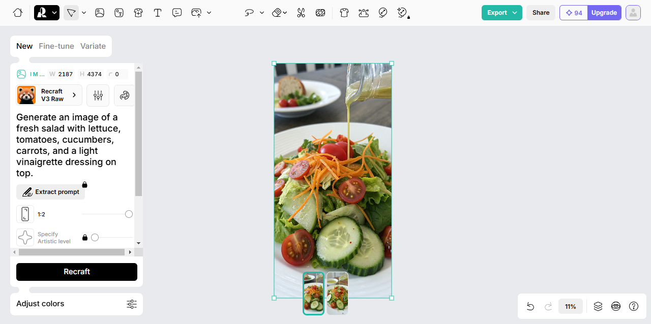 Recraft food image generator