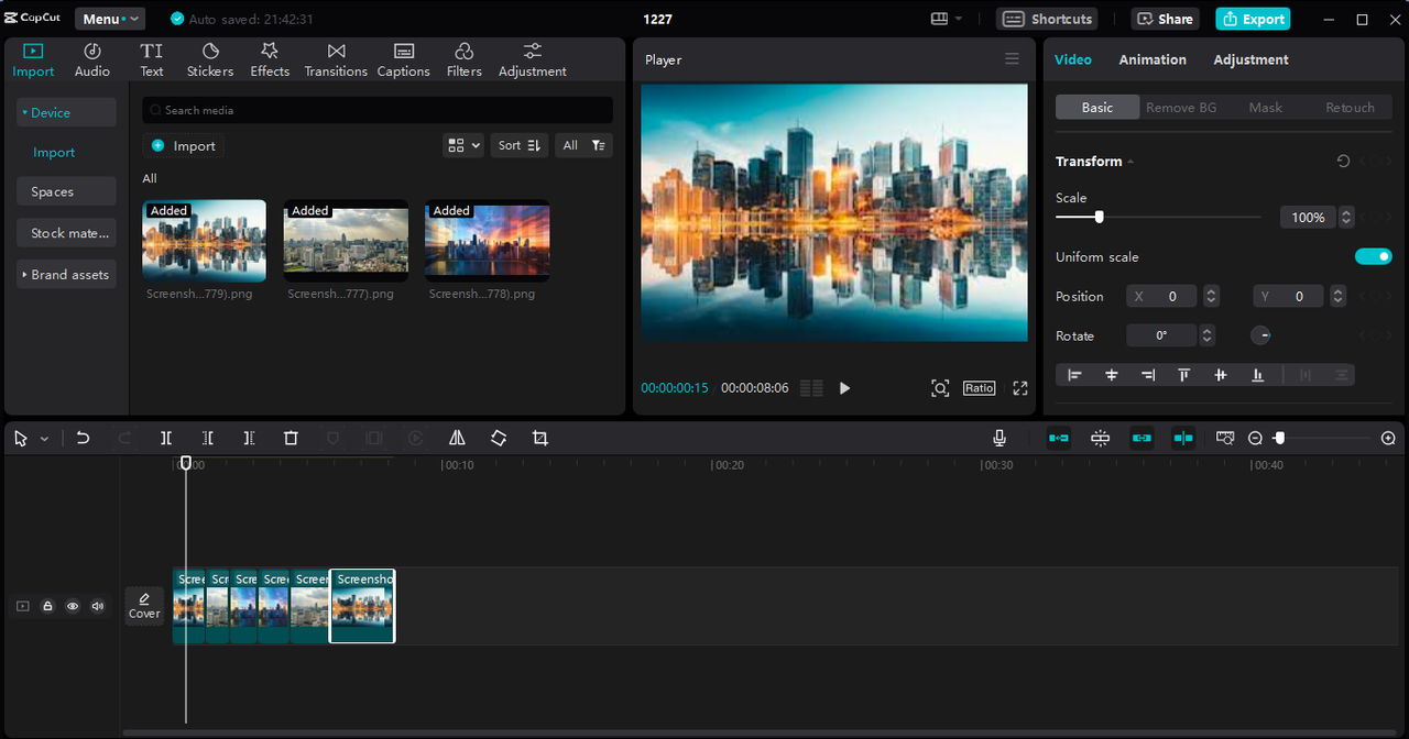 Create the timelapse video with images