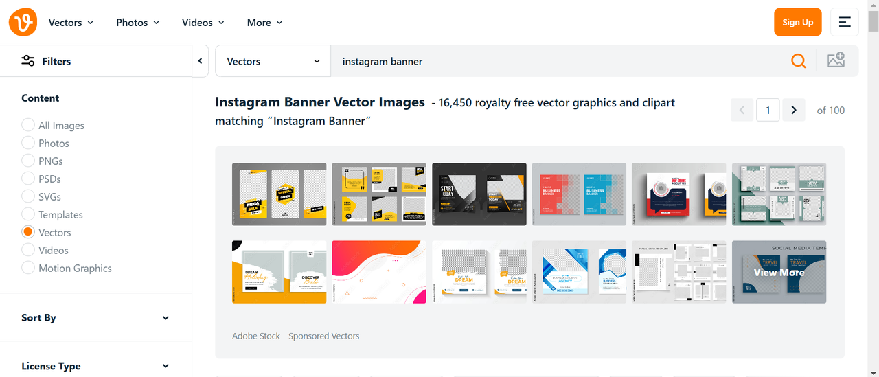 Vecteezy Instagram banner vectors page