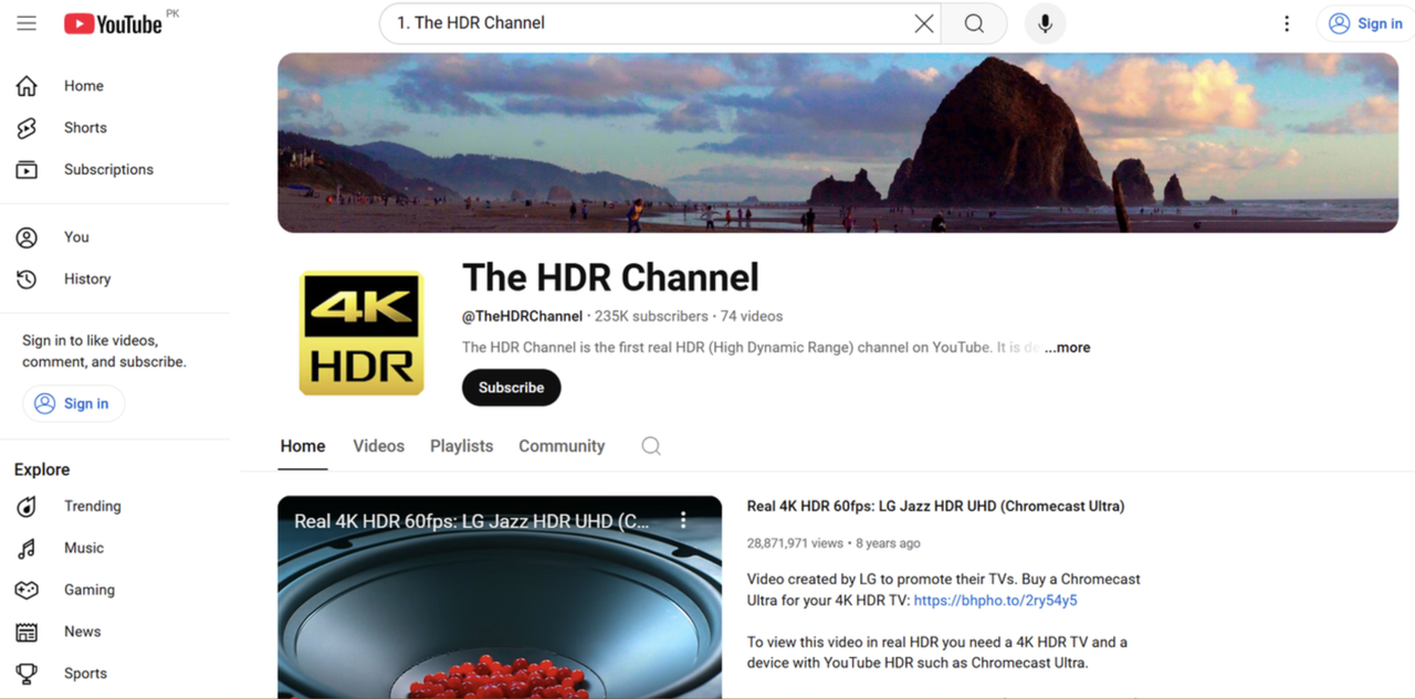 The HDR Channel offers stunning 4K HD YouTube videos