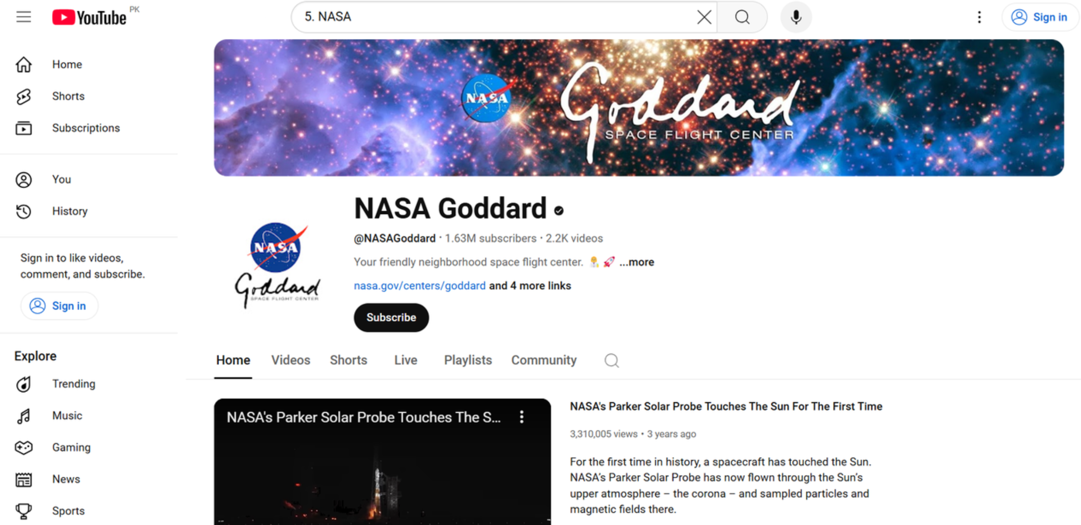 NASA's official YouTube channel provides 4k videos of space