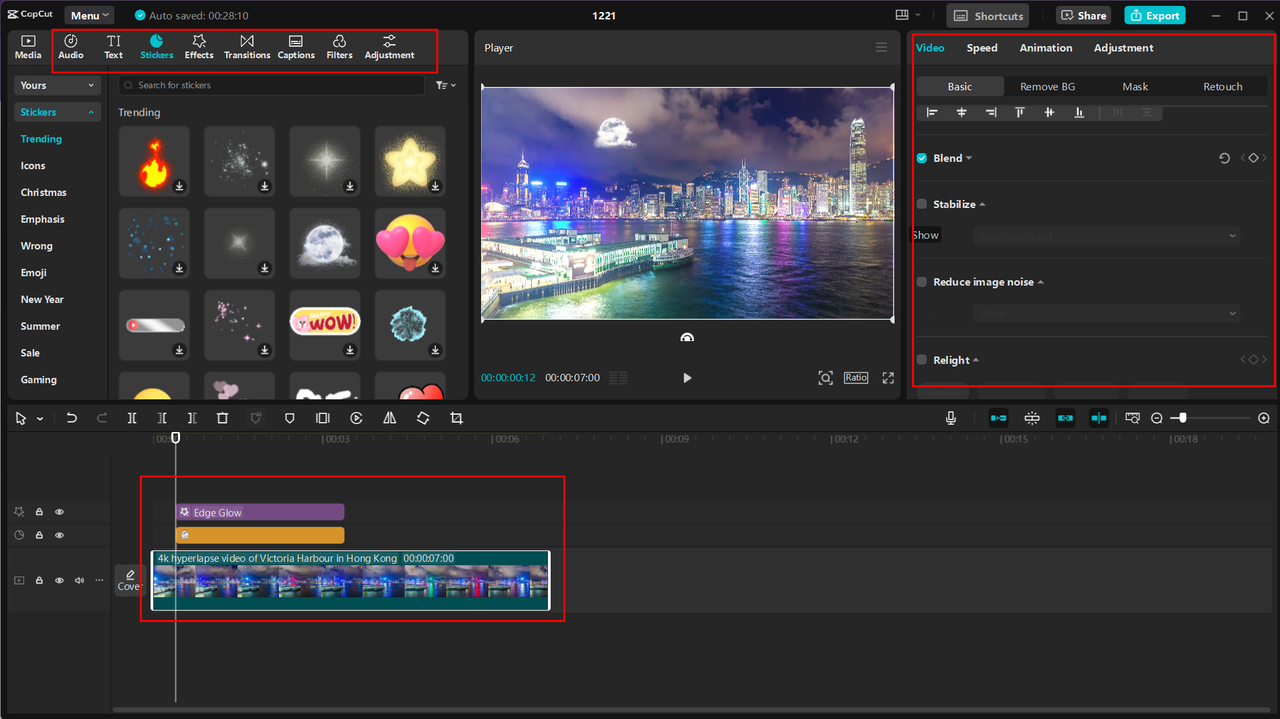 Editing and enhancing the video with CapCut