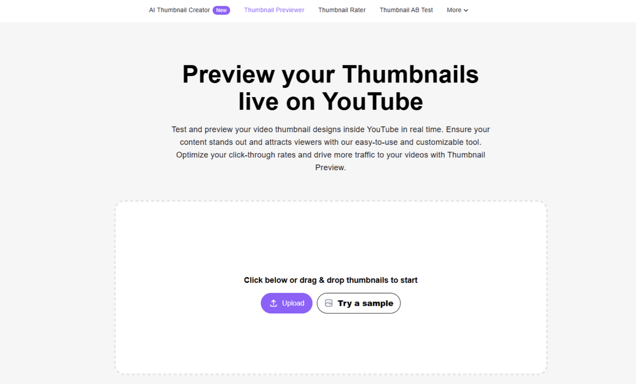 Interface of Test My thumbnails - an easy way to check YouTube thumbnails