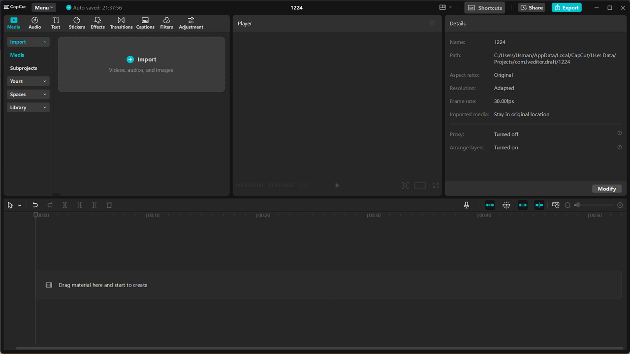 Launching the CapCut desktop video editor