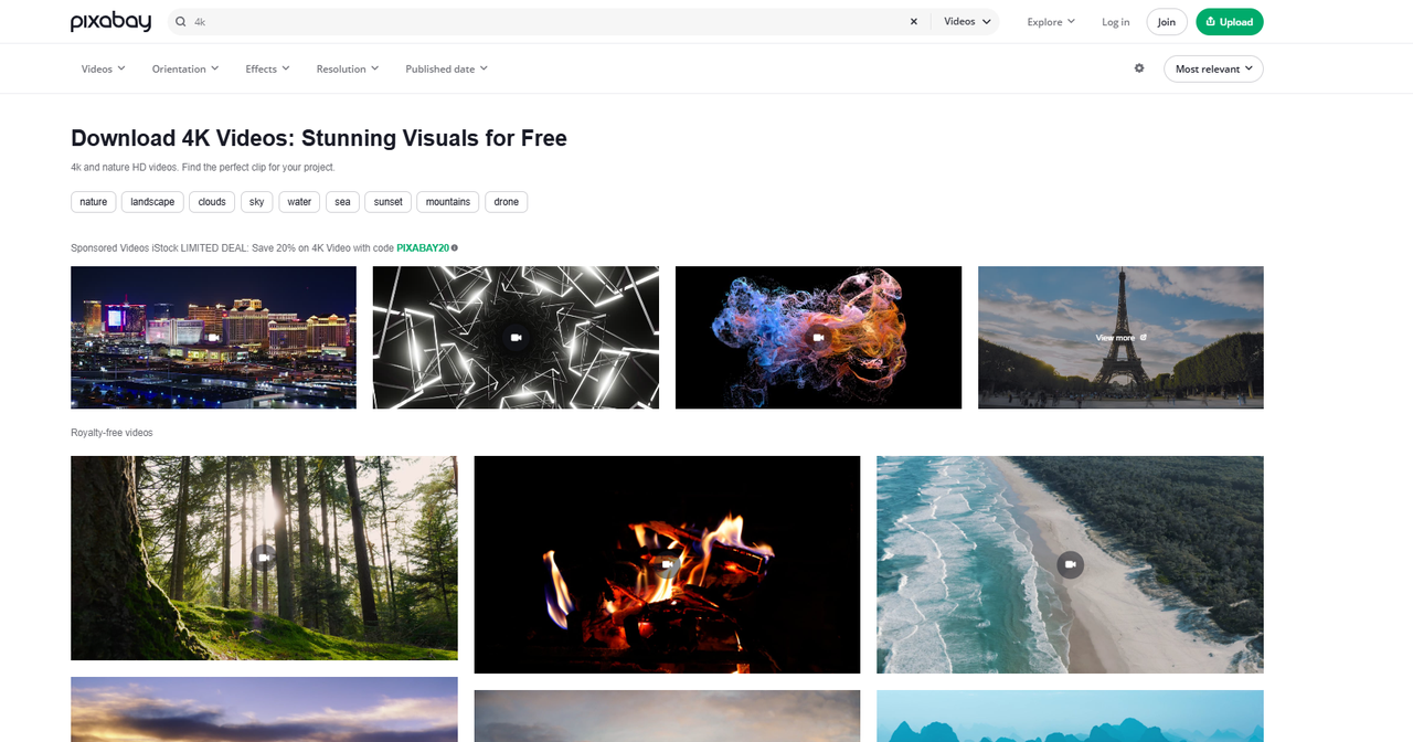 Pixabay allows users to download free video stock footage