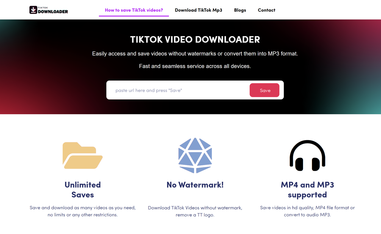 Interface of Tikdownload - a user-friendly tool to download TikTok videos in 4K