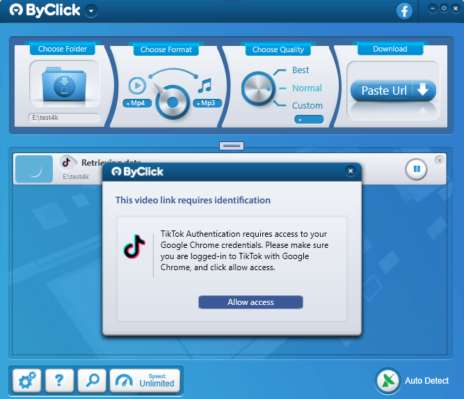 Interface of ByClick downloader - another way to download 4K TikTok videos