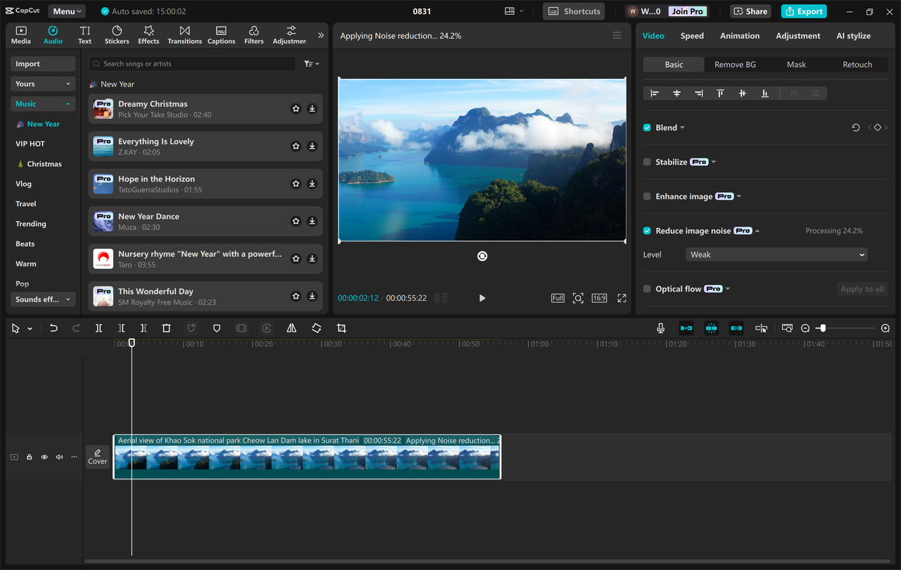 Interface of the CapCut desktop video editor - an ideal tool to edit 4K TikTok videos