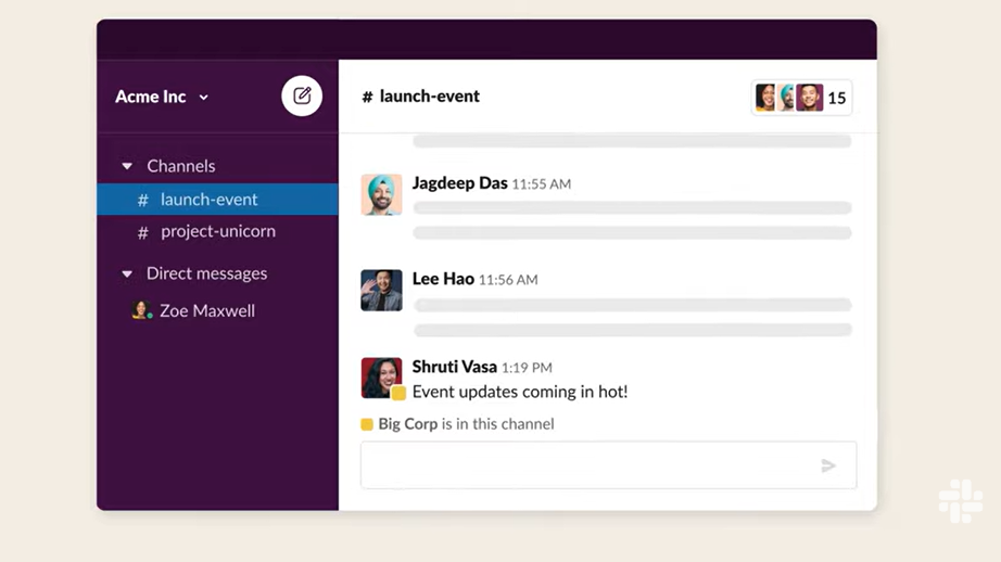 Slack call-to-action video showing teamwork and productivity