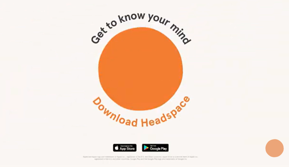 Headspace video CTA promoting meditation and mental health