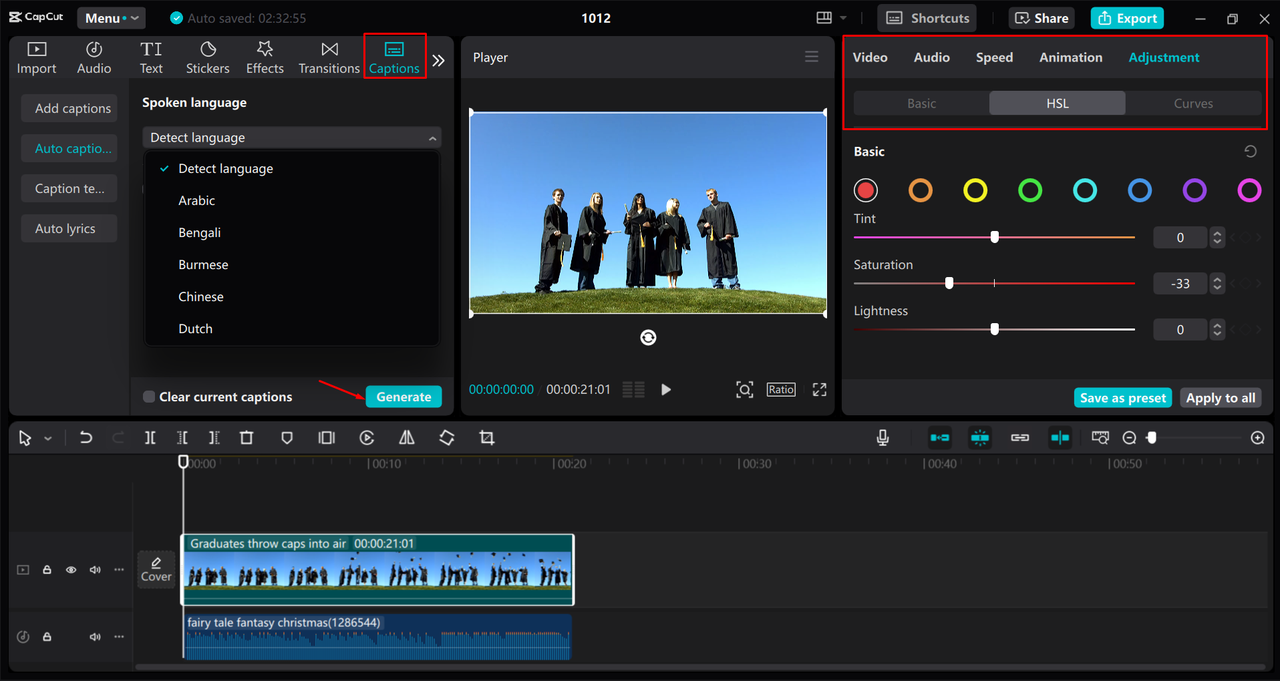 Editing a YouTube video in the CapCut desktop video editor