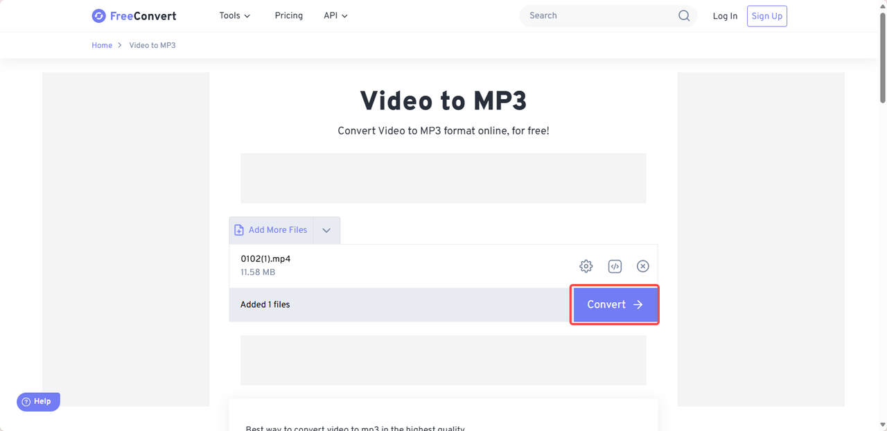 Select MP3 as output format and convert