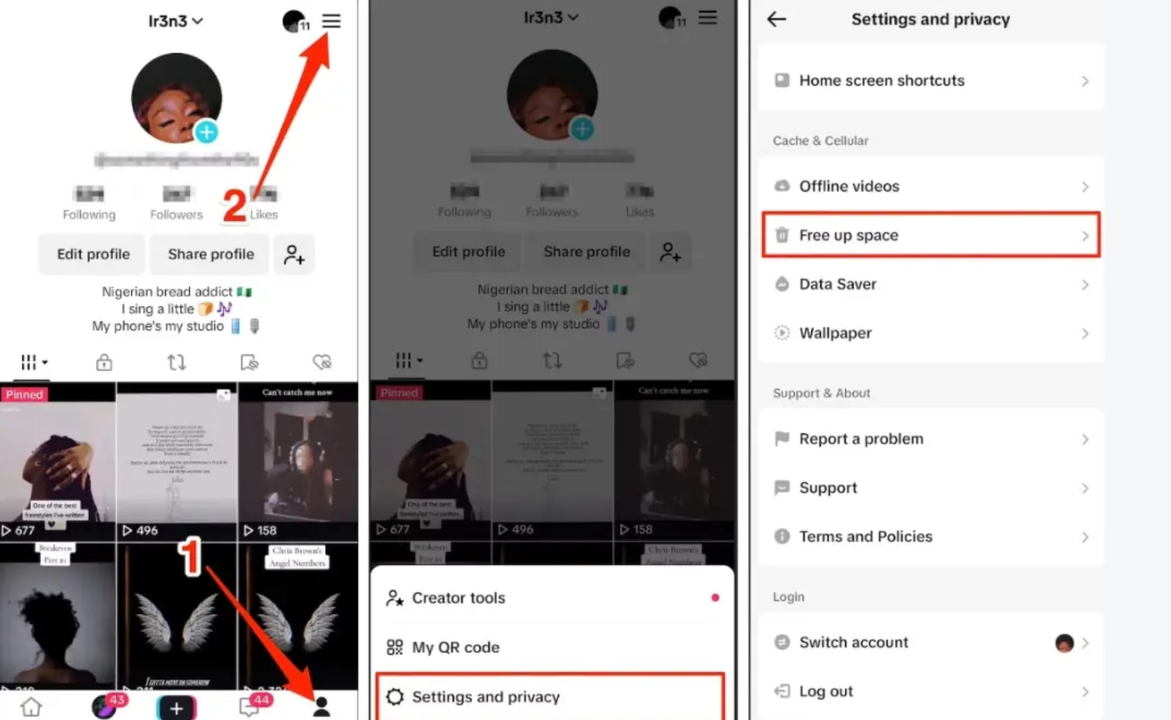 Showing how to clear cache on TikTok in simple steps