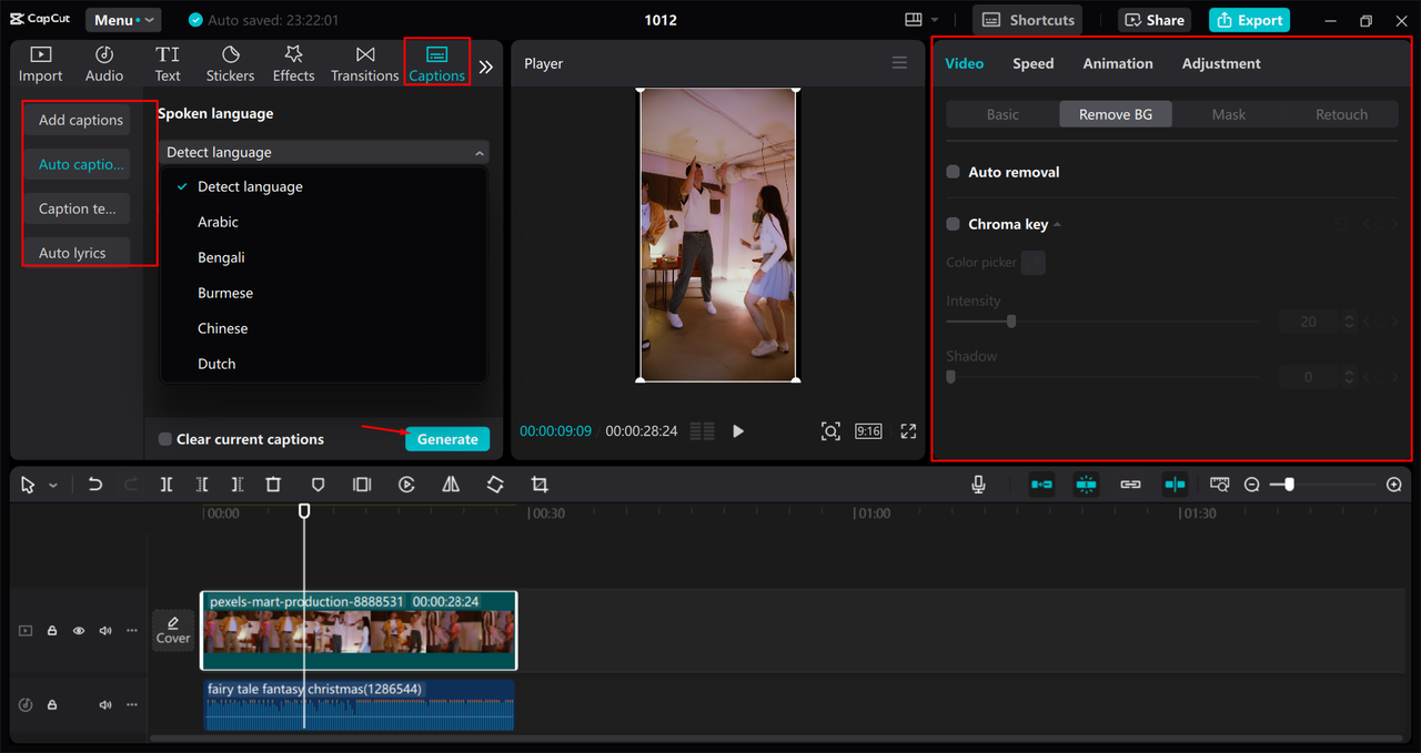 Customizing a video for TikTok in the CapCut desktop video editor