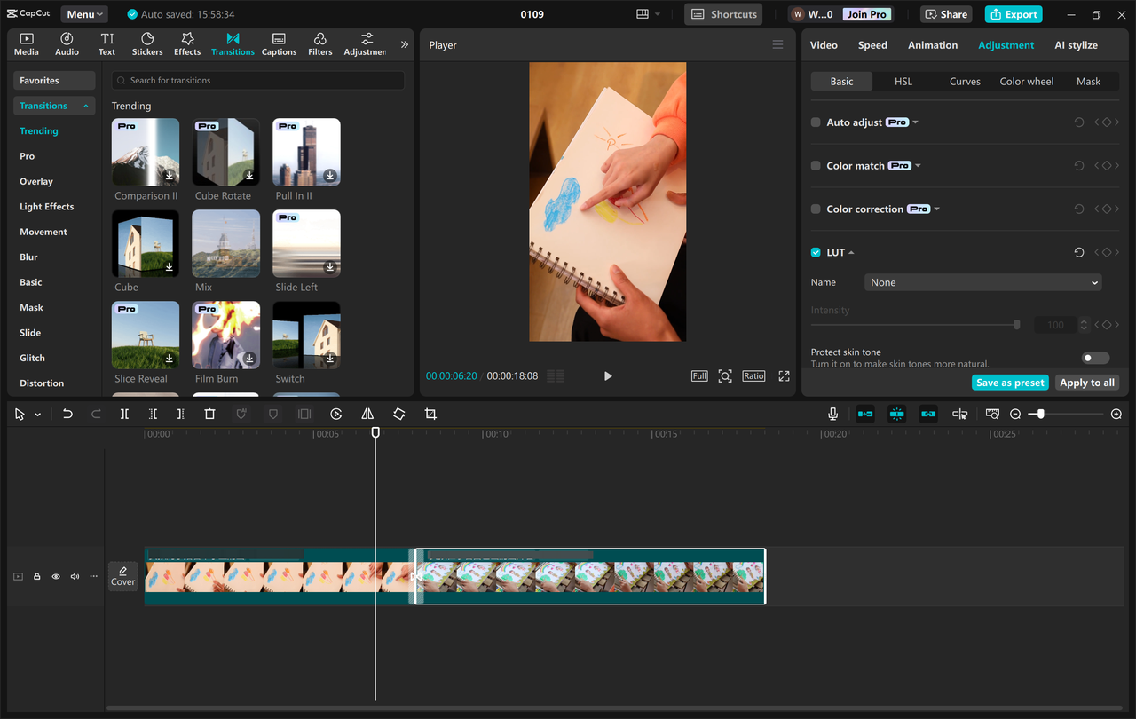 Interface of the CapCut desktop video editor - the perfect tool to enhance your video content