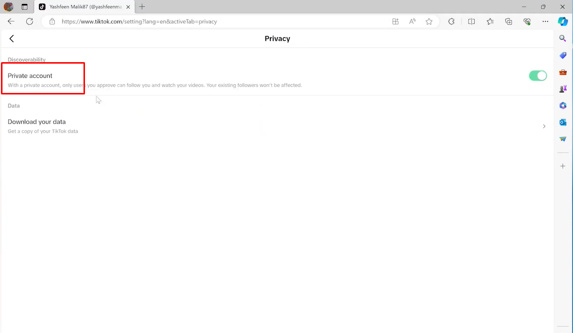 Navigating to the privacy section in TikTok settings