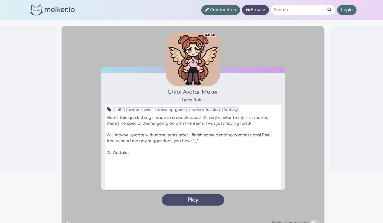 Interface of Meiker.io - a reliable free chibi creator online