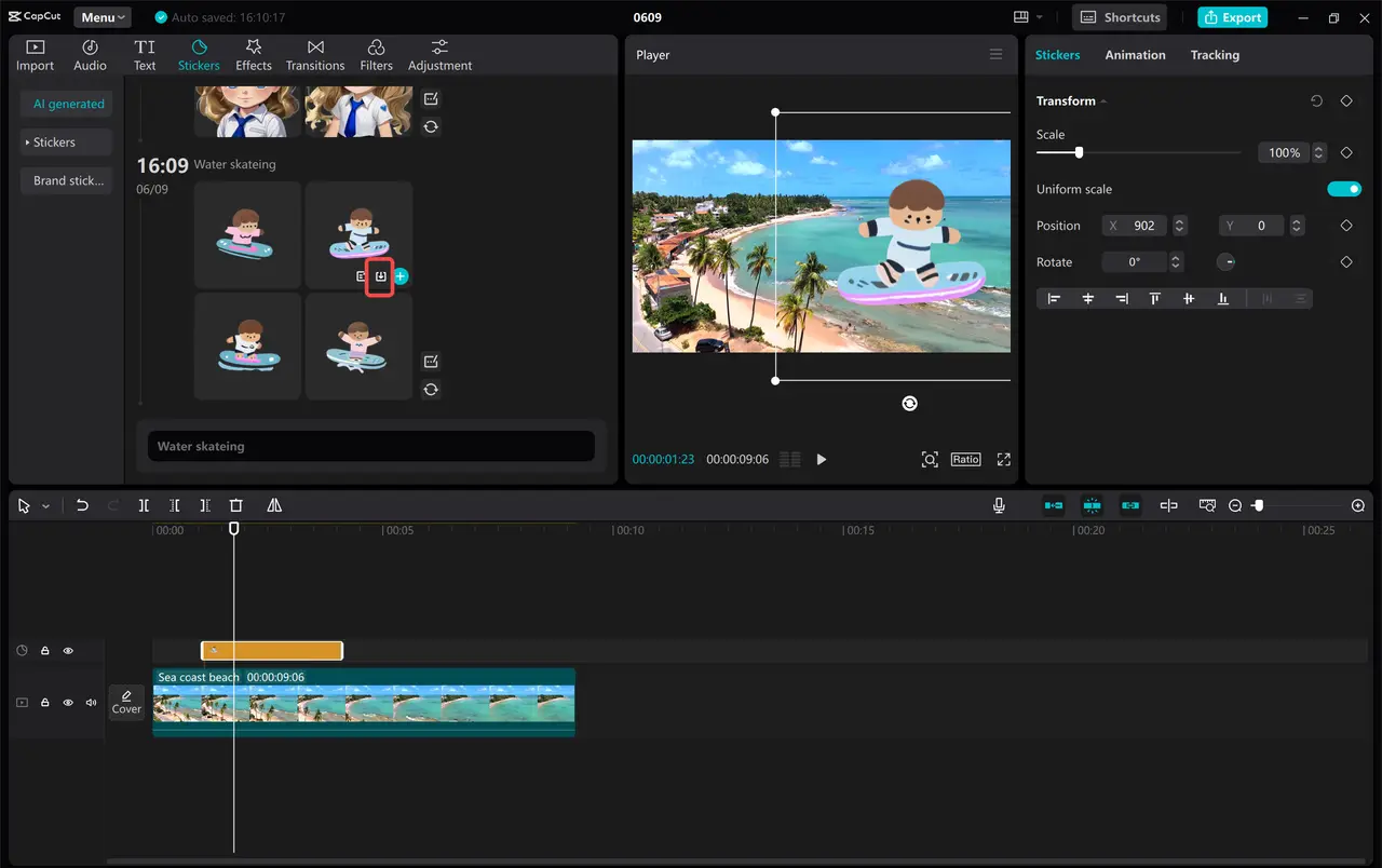 Exporting the images of chibi characters from the CapCut desktop video editor 