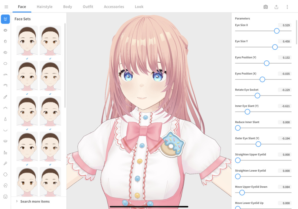 Interface of VRoid Studio - the best chibi customizer