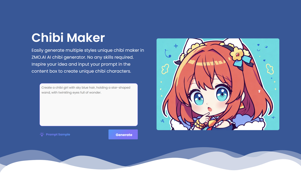 Interface of ZMO.AI - a valuable chibi person maker